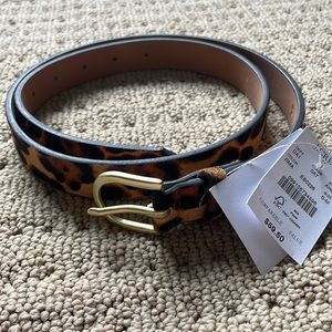 Leopard print belt with gold buckle